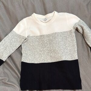 J. Crew Women's Colorblock Sweater - Cream, Gray, and Black